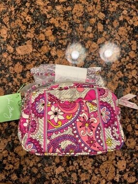 Vera Bradley Pink Paisley Quilted Cosmetic Crossbody